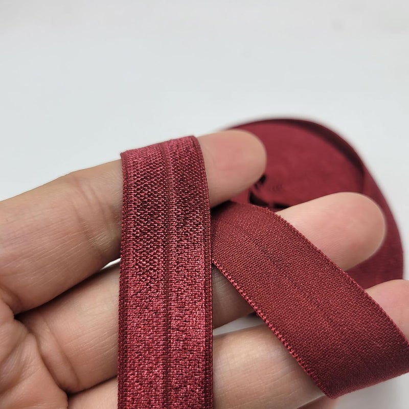 FAYADA Fold Over Elastic,5/8" Foldover FOE Trim Elastic Ribbon,Stretch FOE Band for Hair Ties Headbands Sewing Craft -5 Yards (Scarlet) - Image 4